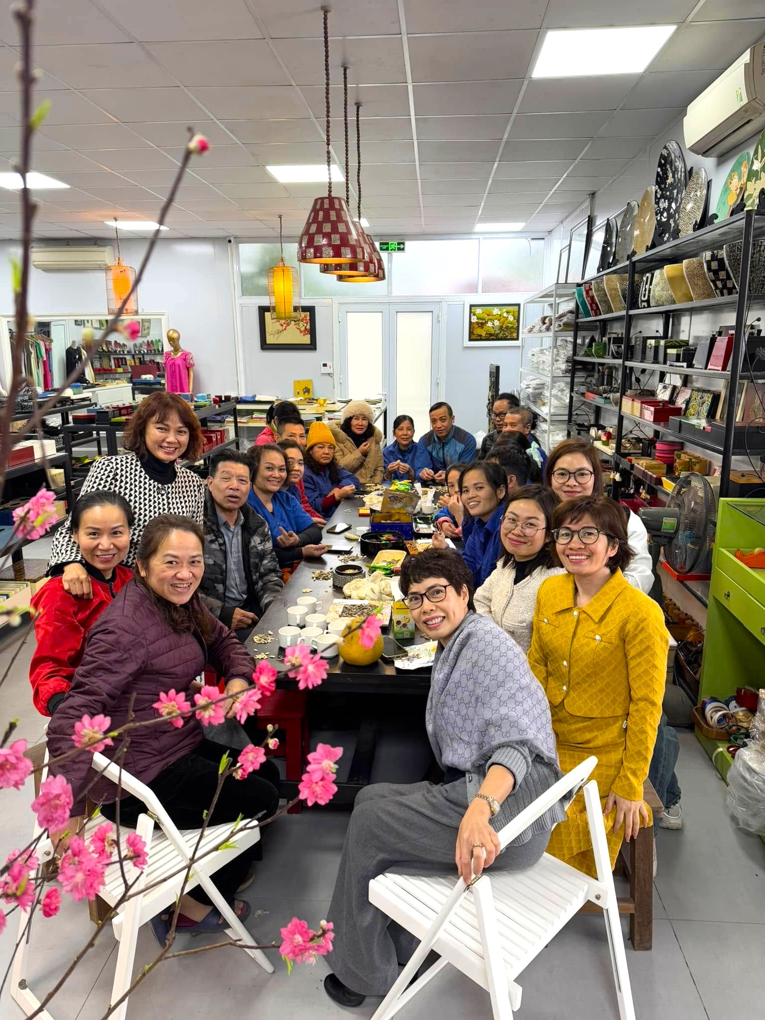 The Atelier Pascale team sharing a meal together